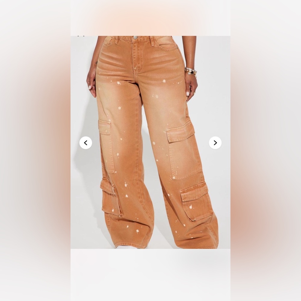 Rust Orange Cargo Paint-Splatter Pants